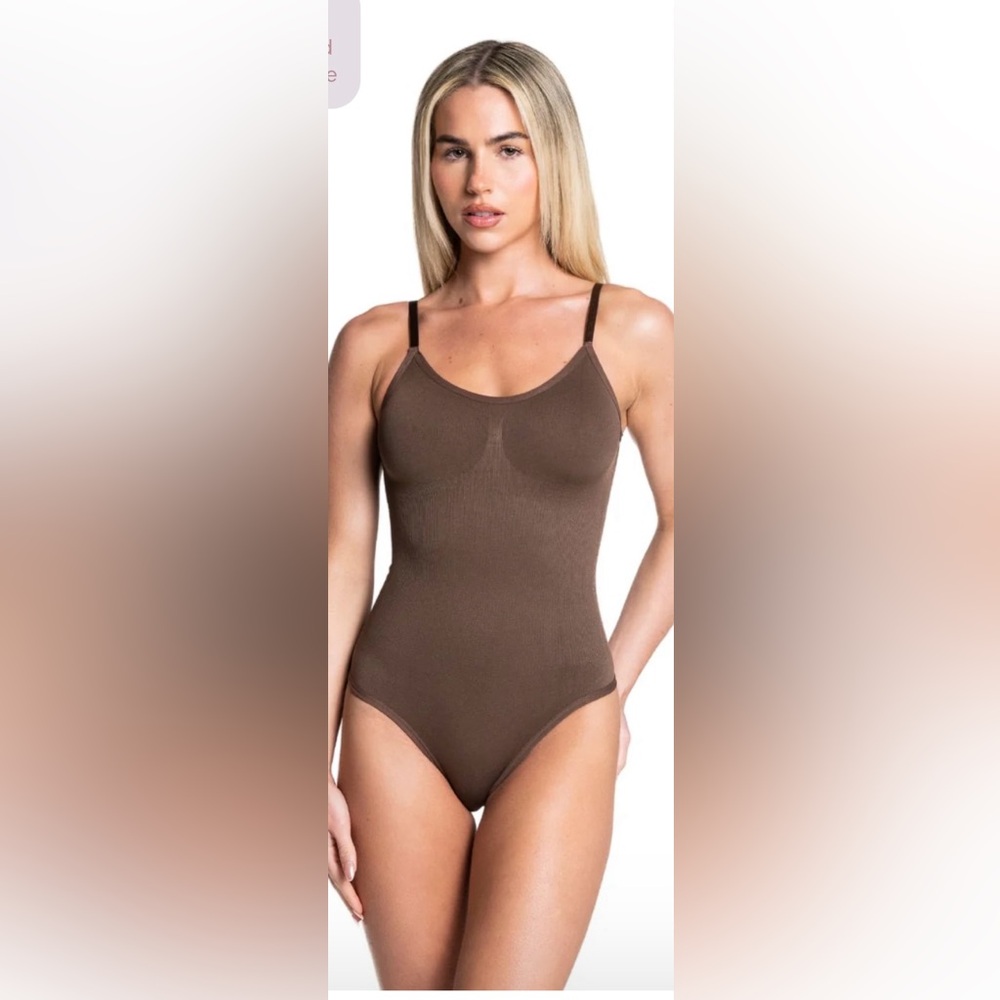 Brown Ribbed Tank Top Bodysuit Thong shapewear by Shaperx